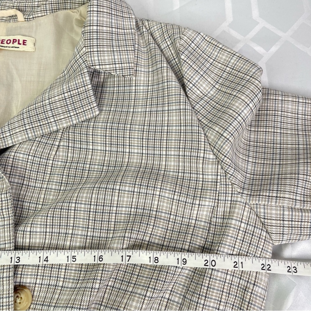 Free People Beige Plaid Belted Blazer Like New - Picture 8 of 12